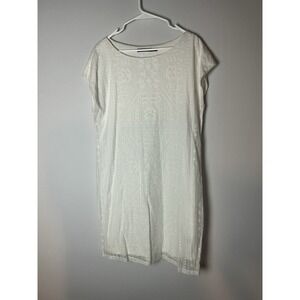 LAUREN RALPH LAUREN Women's White Cotton Embroidered Dress Sz: M Lined EUC